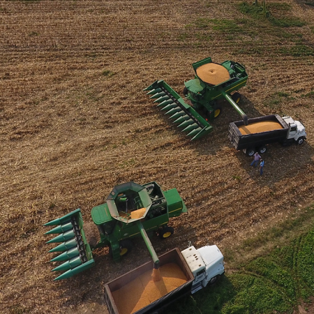 harvesting corn drone photo